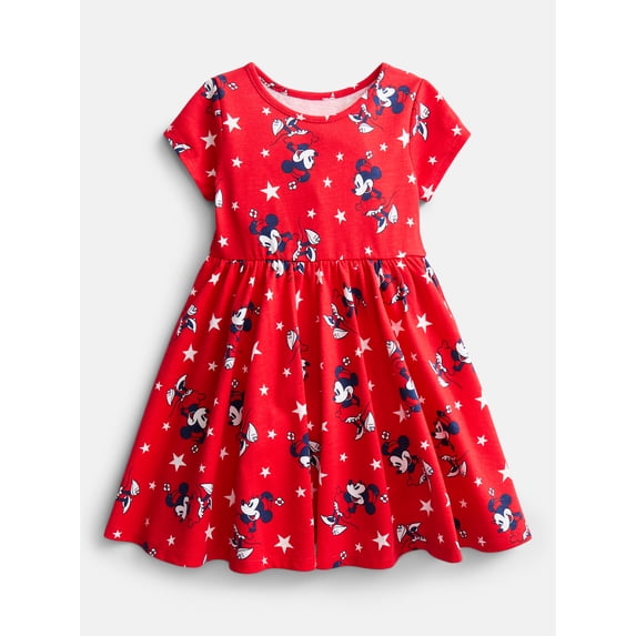 Disney Toddler Girls Starry Minnie Dress with Short Sleeves, Sizes 12M-5T