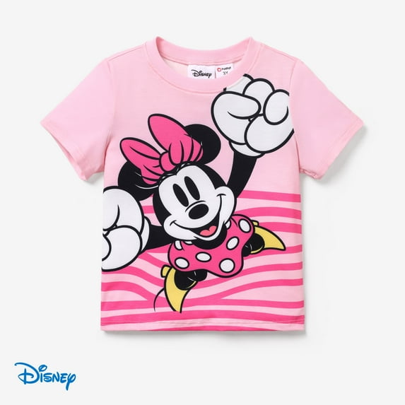 Disney Toddler Girl Graphic Tee, Minnie Mouse Character Outfit Cloth, Graphic Print Short Sleeve T-Shirt Minnie Pink 6-7T