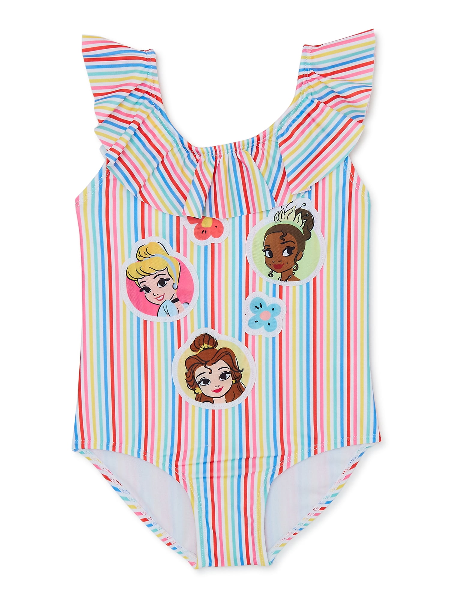 Disney Toddler Girl Princess Ruffled Swimsuit 1 Piece Sizes 12M 5T