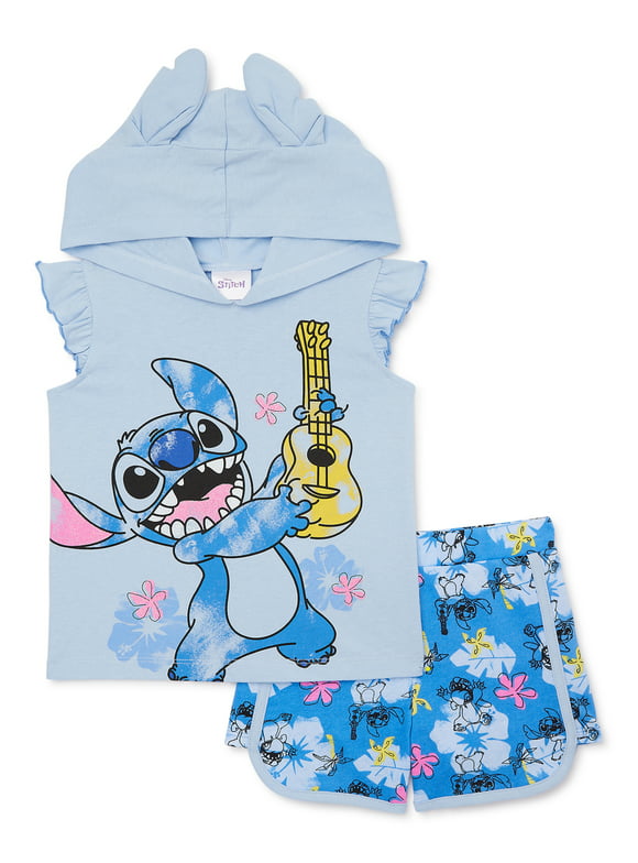 Disney Toddler Girl Stitch Cosplay Graphic Hoodie and Shorts Set, 2-Piece, Sizes 2T-5T