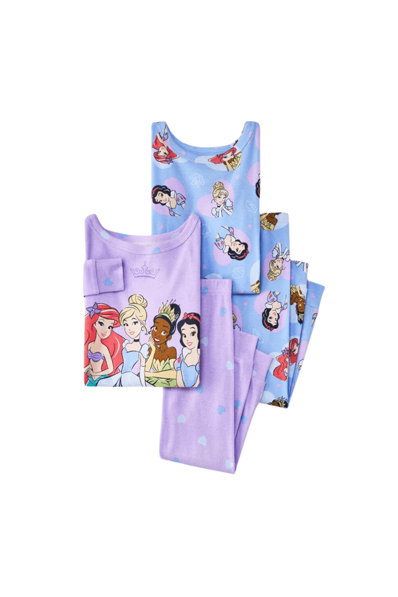 Toddler Girls 4pc Snug Fit Disney Princess Cotton Pajama Set Purple 12M
