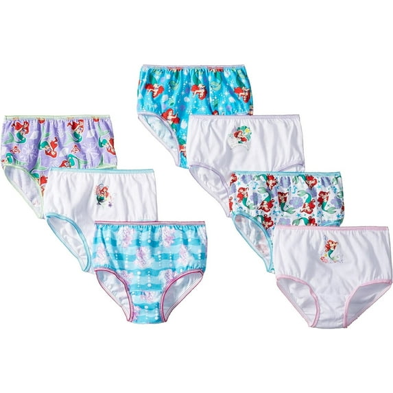 Disney Toddler Girls Ariel 7 Pack Panty, Assorted, 4T, Assorted, Size 4T