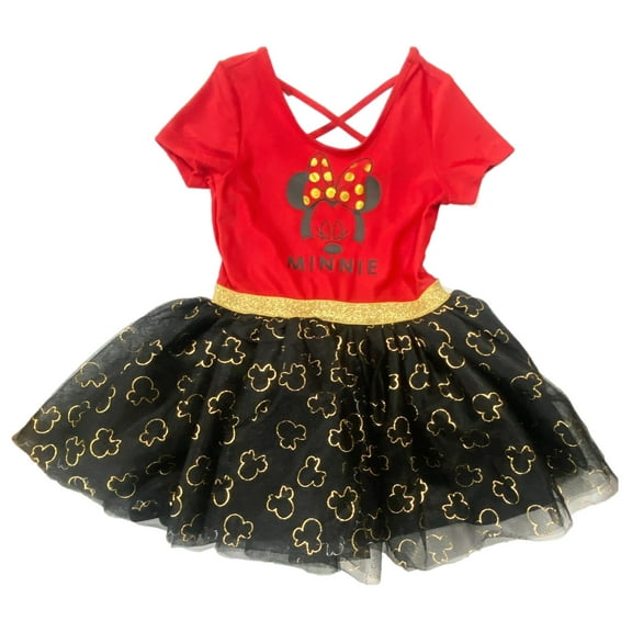 Disney Toddler Girls Black & Red Tulle Minnie Mouse Bodysuit Dress 2T