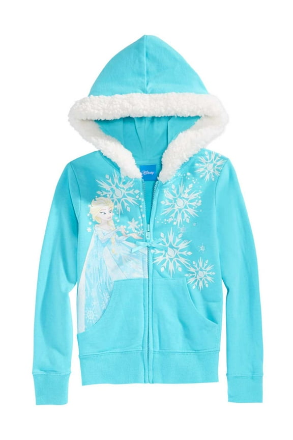 Toddler Girls Frozen Elsa Blue Sherpa Hoodie Sweatshirt Jacket Coat 2T