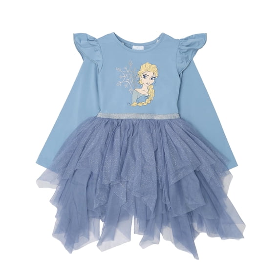 Disney Toddler Girls Frozen Long Sleeve BallerinaTutu Dress (Dusty Blue, 5)