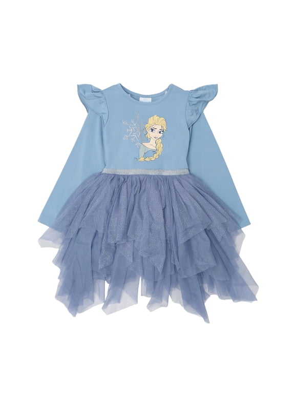Toddler Girls Frozen Long Sleeve BallerinaTutu Dress (Dusty Blue, 5)