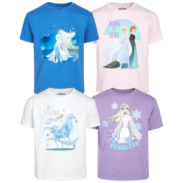 Disney Toddler Girls\' Short Shirt Frozen Sleeve T-Shirts Pack Anna and - Elsa 4