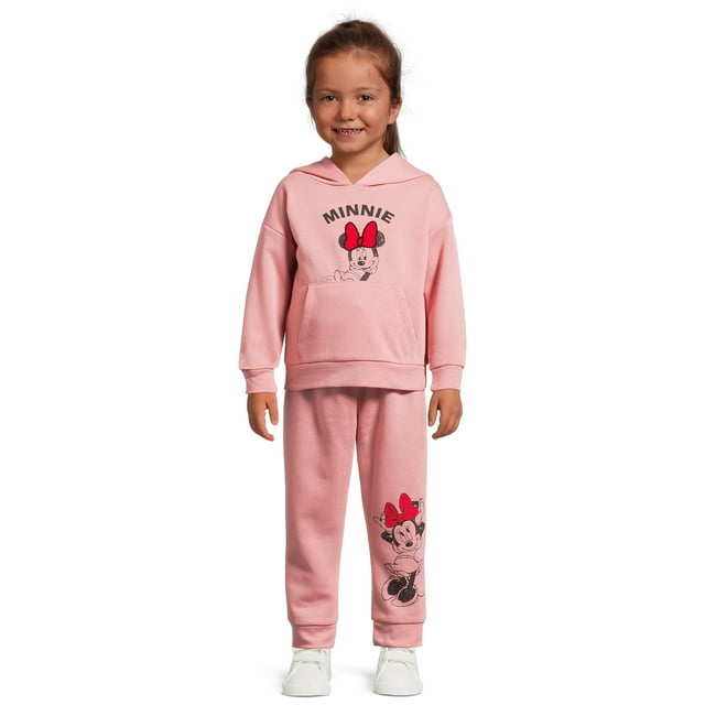 Disney Toddler Girls Minnie Mouse Bow Hoodie and Joggers Outfit Set, 2 ...