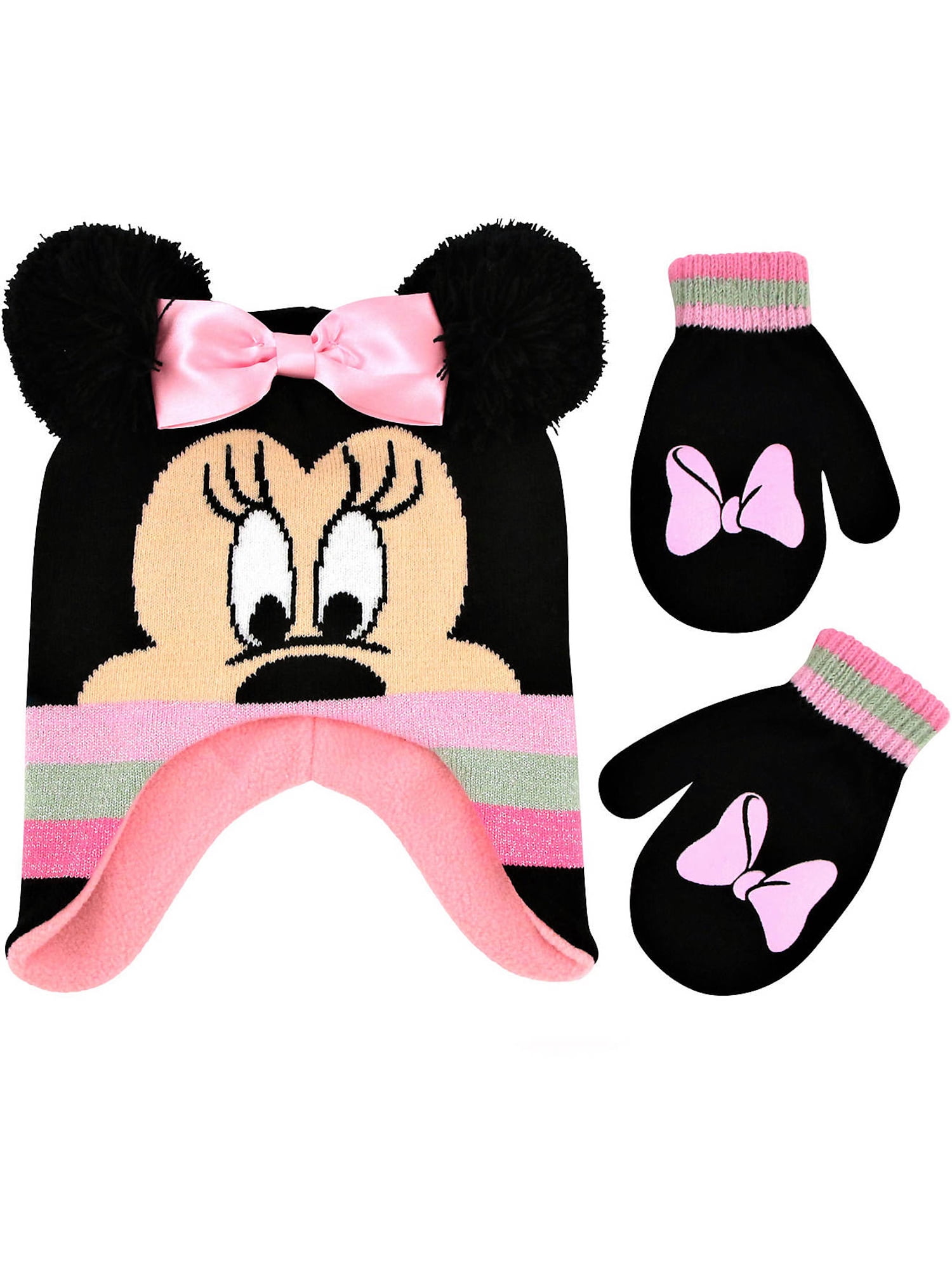 Disney Toddler Girls' Minnie Mouse Laplander Hat and Mittens Set, One ...