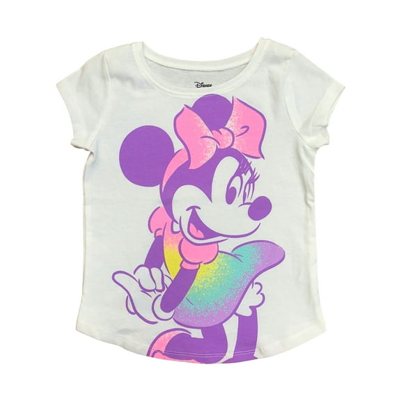Disney Toddler Girls Minnie Mouse White Purple Pink Short Sleeve Tee T-Shirt 3T