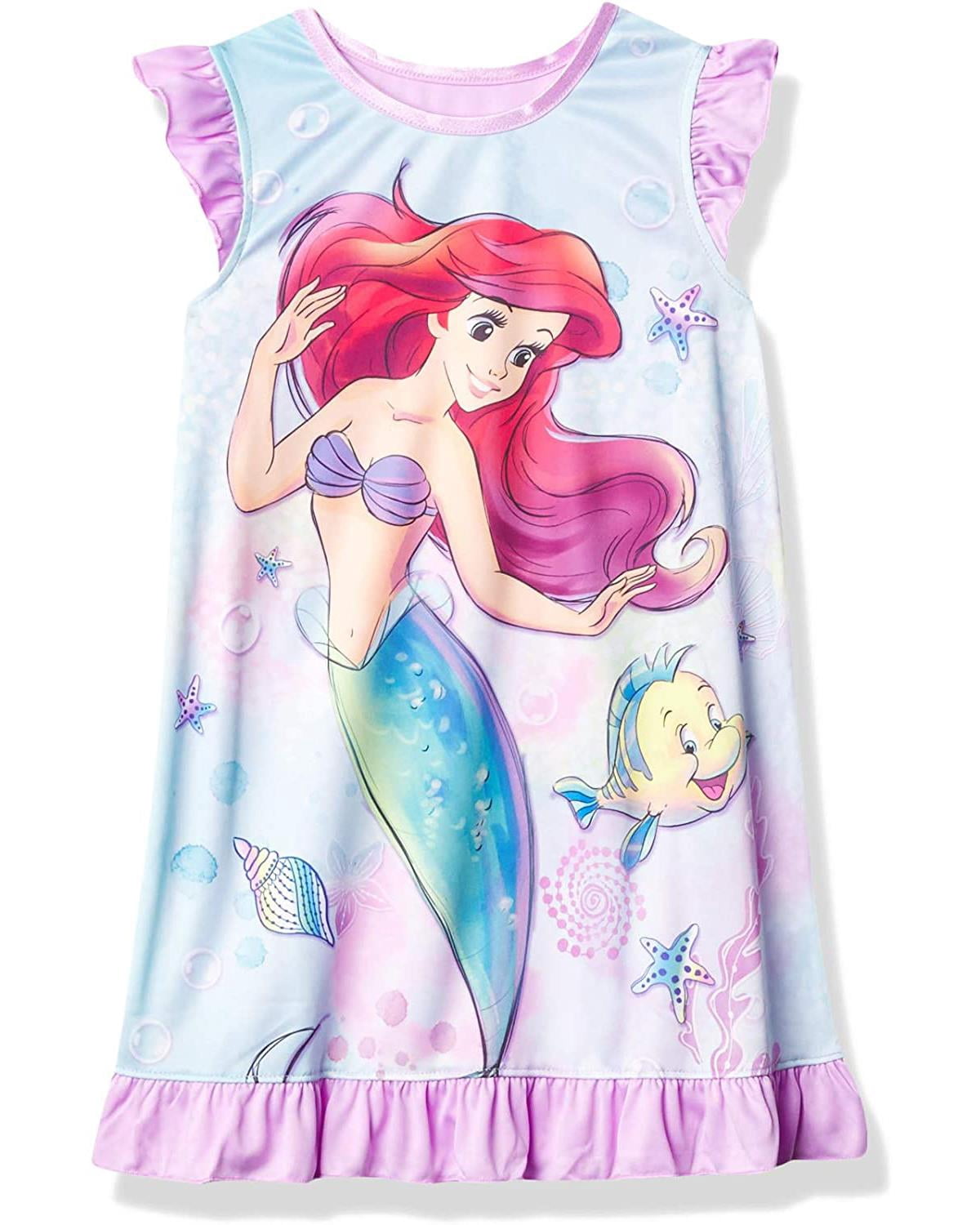 little mermaid night dress Disney Store Ariel The Little Mermaid Long Sleeve Nightgown, Size 3