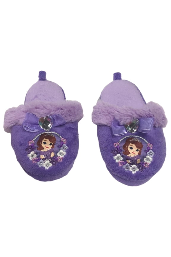 Toddler Girls Plush Purple Sofia the First Slippers House Shoes 7-8