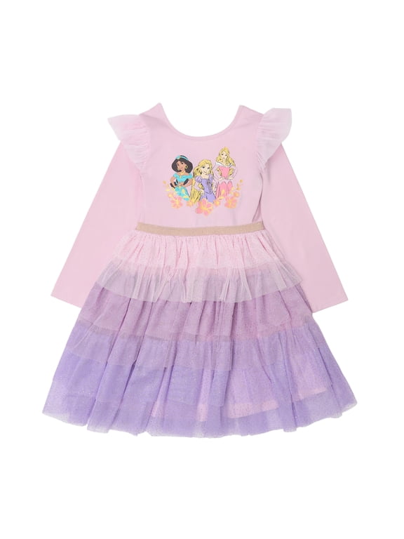 Toddler Girls Princess Long Sleeve Ballerina Tutu Dress (Pink, 5)