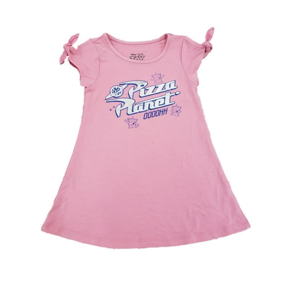 Disney Toddler Girls Toy Story Silver Shimmer Pizza Planet Pink Soft Dress 3T