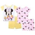 thumbnail image 1 of Disney Toddler/Little/Big Girls' Princess Pajama Set 4-Piece Cotton Sleepwear - Minnie Floral  Pink/Yellow, 3T, 1 of 5