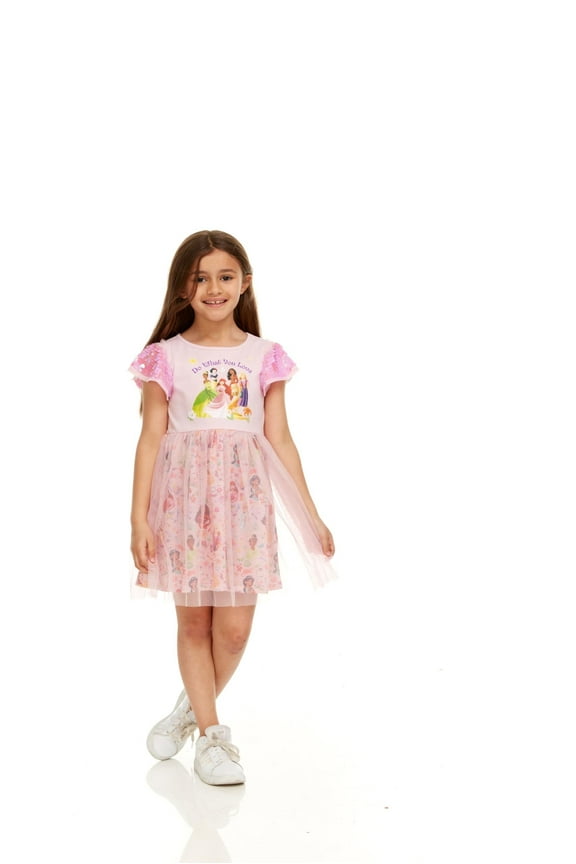 Toddler Princess Sequin Sleeve Tulle Dress-Girls Sizes 2-6X, Pink01