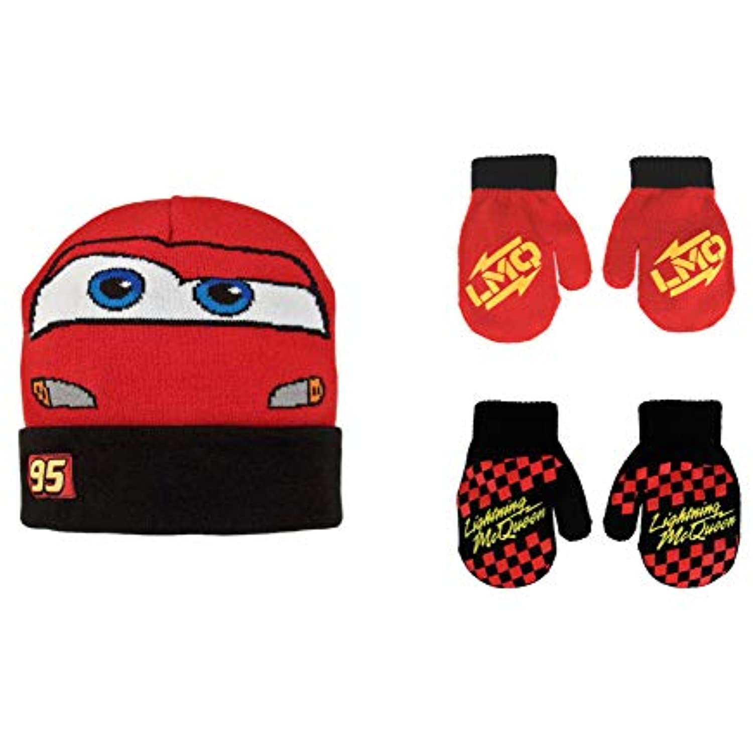 Disney Toddler Winter, Kids Gloves or Toddlers Mittens, Lightning McQueen Reversible Hat for Boy Ages 2-4 - image 1 of 3
