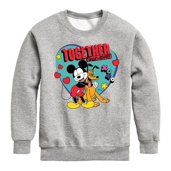 Disney - Together Fur Ever Mickey Pluto - Youth Crewneck Fleece Sweatshirt