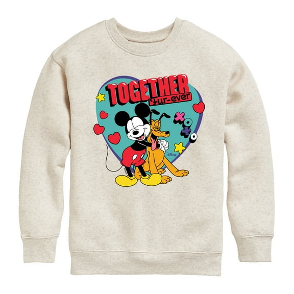 Disney - Together Fur Ever Mickey Pluto - Youth Crewneck Fleece Sweatshirt