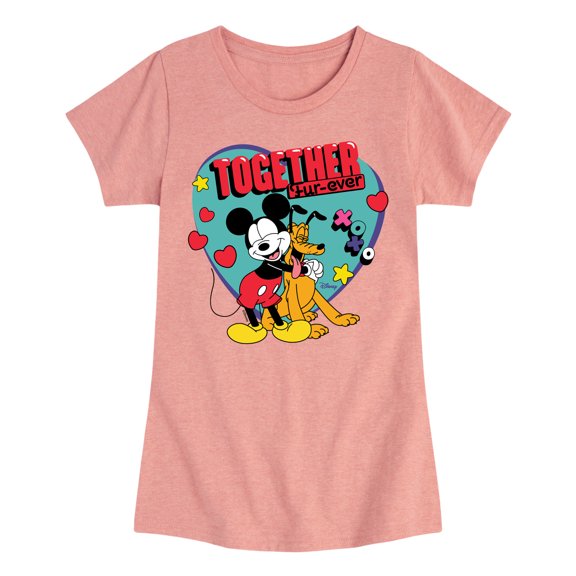 Disney - Together Fur Ever Mickey Pluto - Youth Girls Short Sleeve Graphic T-Shirt