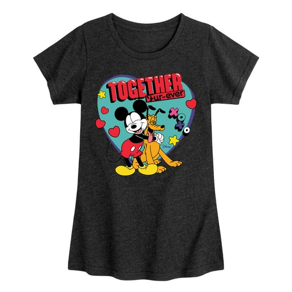 Disney - Together Fur Ever Mickey Pluto - Youth Girls Short Sleeve Graphic T-Shirt