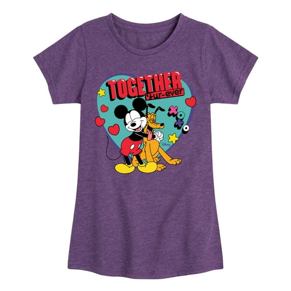 Disney - Together Fur Ever Mickey Pluto - Youth Girls Short Sleeve Graphic T-Shirt