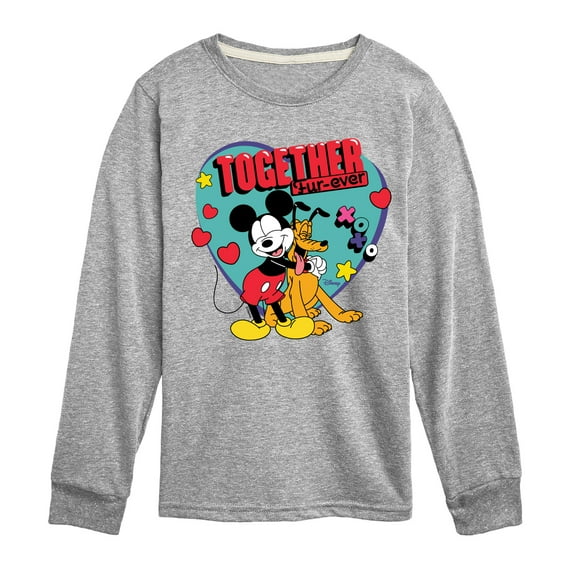 Disney - Together Fur Ever Mickey Pluto - Youth Long Sleeve Graphic T-Shirt