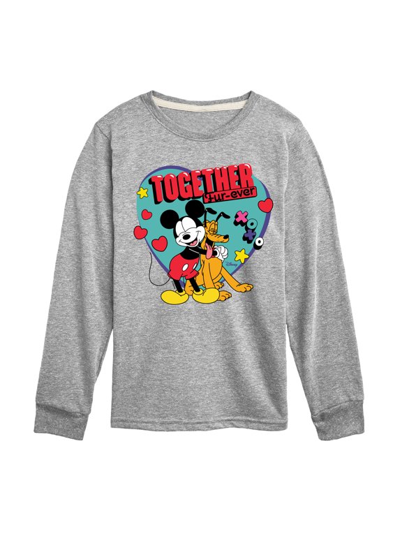 - Together Fur Ever Mickey Pluto Boys' Long Sleeve Graphic T-Shirt