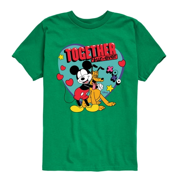 Disney - Together Fur Ever Mickey Pluto - Youth Short Sleeve Graphic T-Shirt