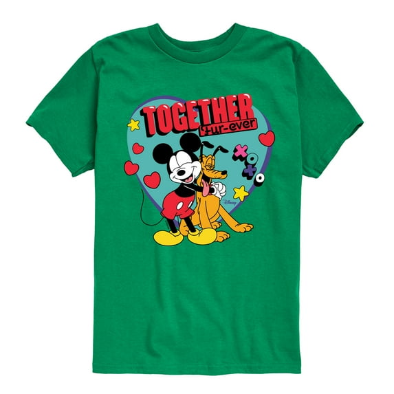 Disney - Together Fur Ever Mickey Pluto - Youth Short Sleeve Graphic T-Shirt