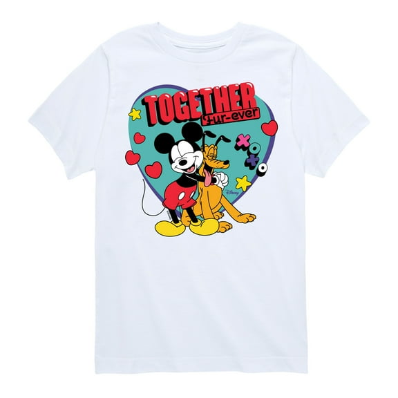 Disney - Together Fur Ever Mickey Pluto - Youth Short Sleeve Graphic T-Shirt