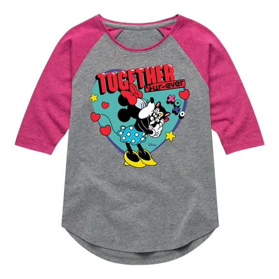Disney - Together Fur Ever Minnie Figaro - Youth Girls Raglan Graphic T-Shirt