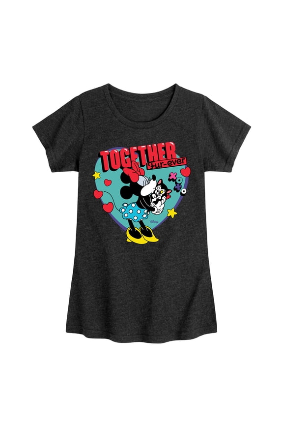 - Together Fur Ever Minnie Figaro - Youth Girls Short Sleeve Graphic T-Shirt