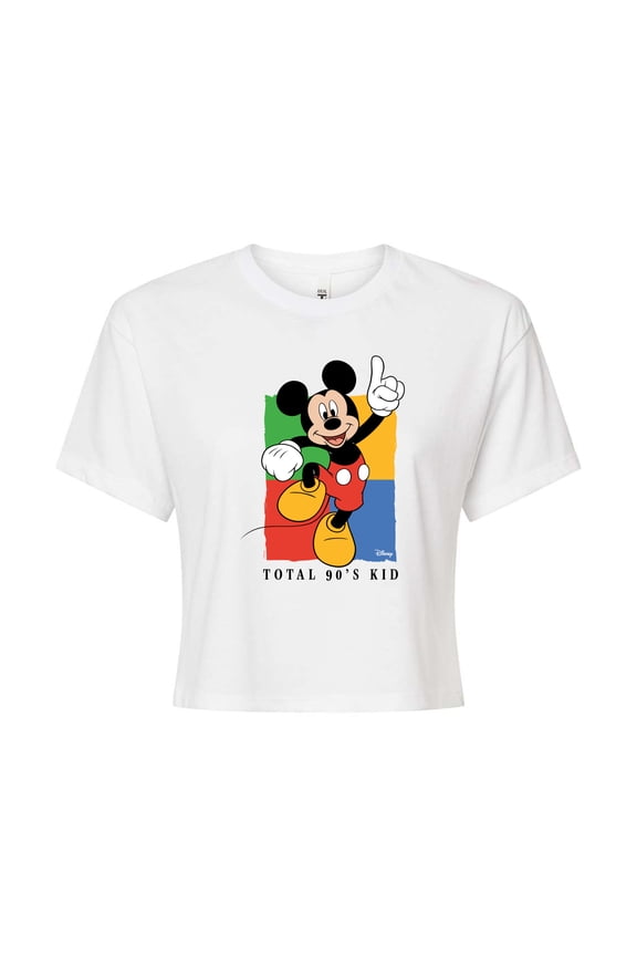 - Total 90s Kid  - Juniors Cropped Cotton Blend T-Shirt