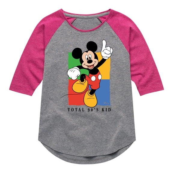 Disney - Total 90s Kid - Toddler & Youth Girls Raglan Graphic T-Shirt