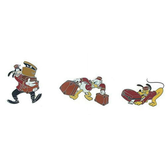 Disney Parks Twilight Zone Tower of Terror Bellhop 3 Pin Set Goofy, Donald, and Pluto