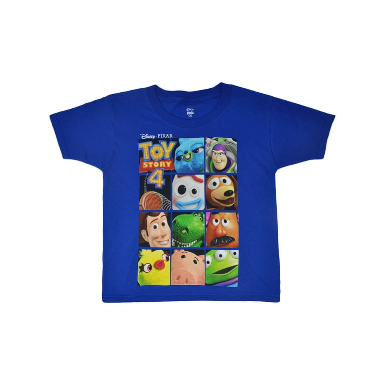 Disney Toy Story 4 Woody Buzz Forky Rex Hamm T-Shirt Blue (Big Boys)
