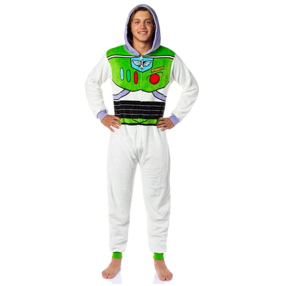 Disney Toy Story Adult Buzz Lightyear Hooded One Piece Costume Fleece Pajama Union Suit