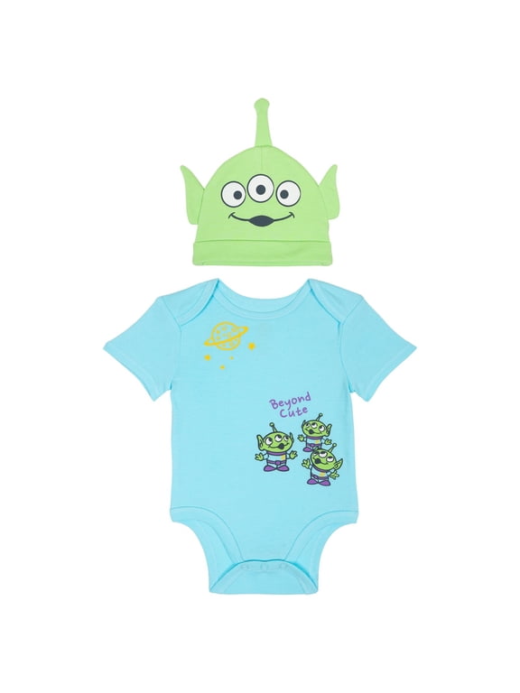 Toy Story Baby Boys' 2-Piece Cosplay Bodysuit and Hat Set Blue Green Alien