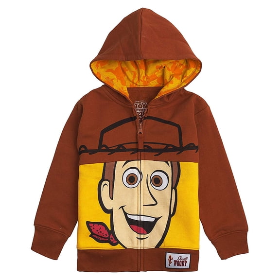 Disney Toy Story Big Face Zip Up Character Hoodies - Buzz Lightyear, Sheriff Woody - Boys, Girls, Unisex Sizing