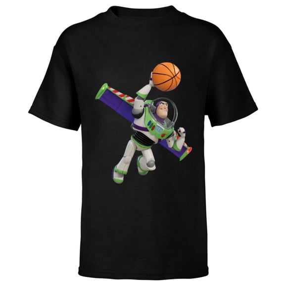 Disney Toy Story Buzz Lightyear Basketball - Short Sleeve T-Shirt for Kids - Customized-Black