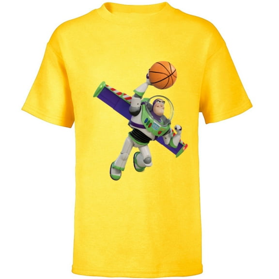 Disney Toy Story Buzz Lightyear Basketball - Short Sleeve T-Shirt for Kids - Customized-Yellow