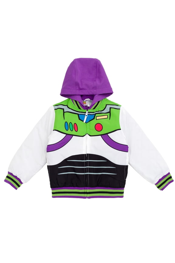 Toy Story Little Kids' Boy or Girl Zip-Up Bomber Jacket Buzz Lightyear White