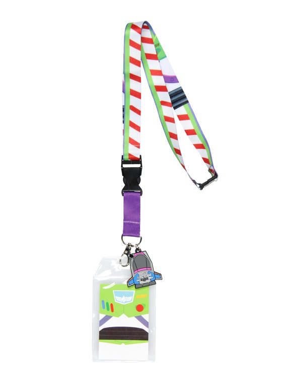 Toy Story Buzz Lightyear Space Ranger Detachable Lanyard with ID Badge Holder and 2" Rubber Spaceship Charm