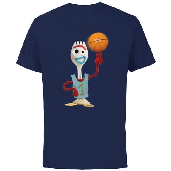 Disney Toy Story Forky Basketball - Short Sleeve Cotton T-Shirt for Adults - Customized-Navy