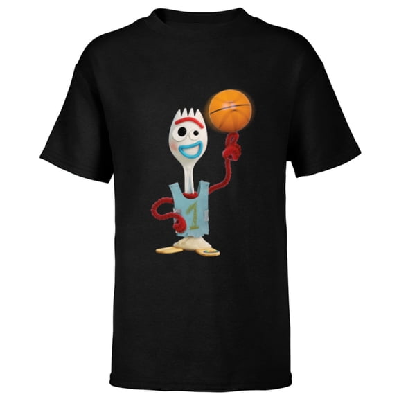Disney Toy Story Forky Basketball - Short Sleeve T-Shirt for Kids - Customized-Black