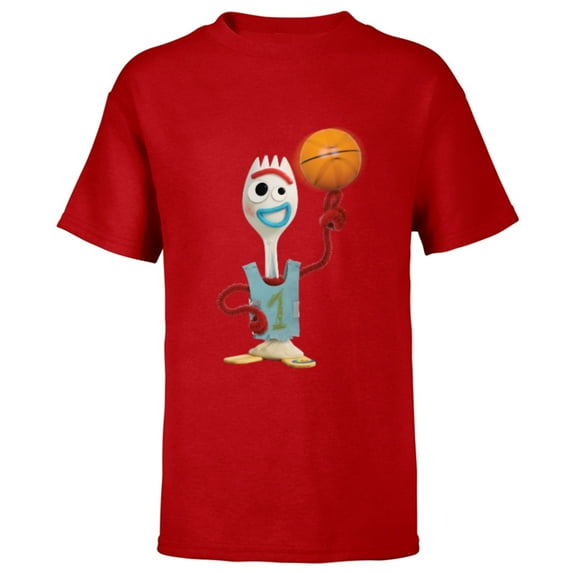Disney Toy Story Forky Basketball - Short Sleeve T-Shirt for Kids - Customized-Red