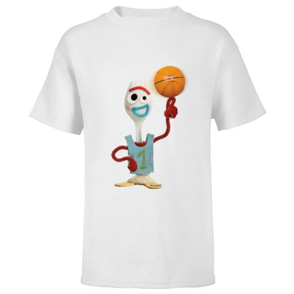 Disney Toy Story Forky Basketball - Short Sleeve T-Shirt for Kids - Customized-White