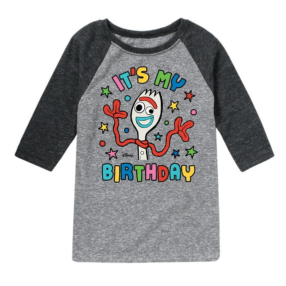 Disney - Toy Story - Forky Its My Birthday - Toddler & Youth Raglan Graphic T-Shirt