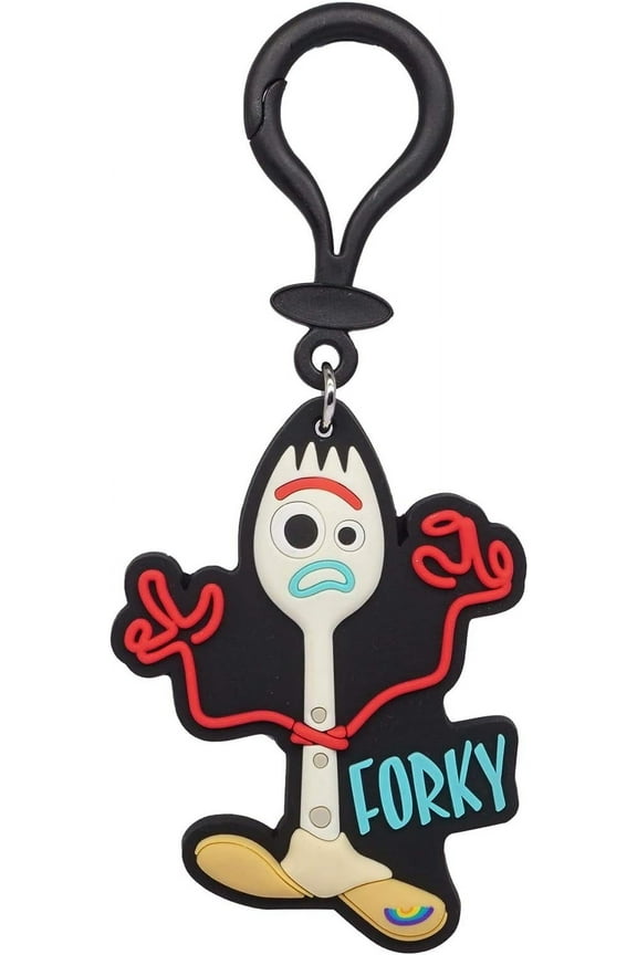 Toy Story Forky Soft Touch ID Tag Bag Clip - Toy Story Forky Disney Backpack Keychains for Boys and Girls, Keychain Accessories for Purse, Cartoon Key Ring Charms for Toy Story Fans - 4 Inches